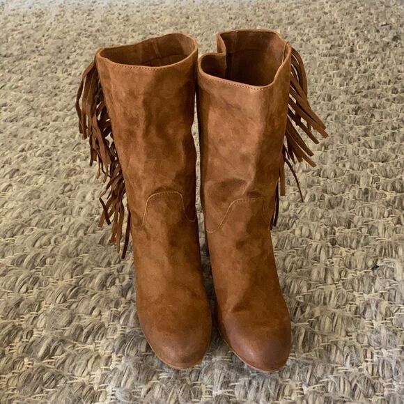 Free People Wild Rose Western Slouch Boot with Fringes Brown Suede EU 39 US 8.5 - Picture 2 of 9